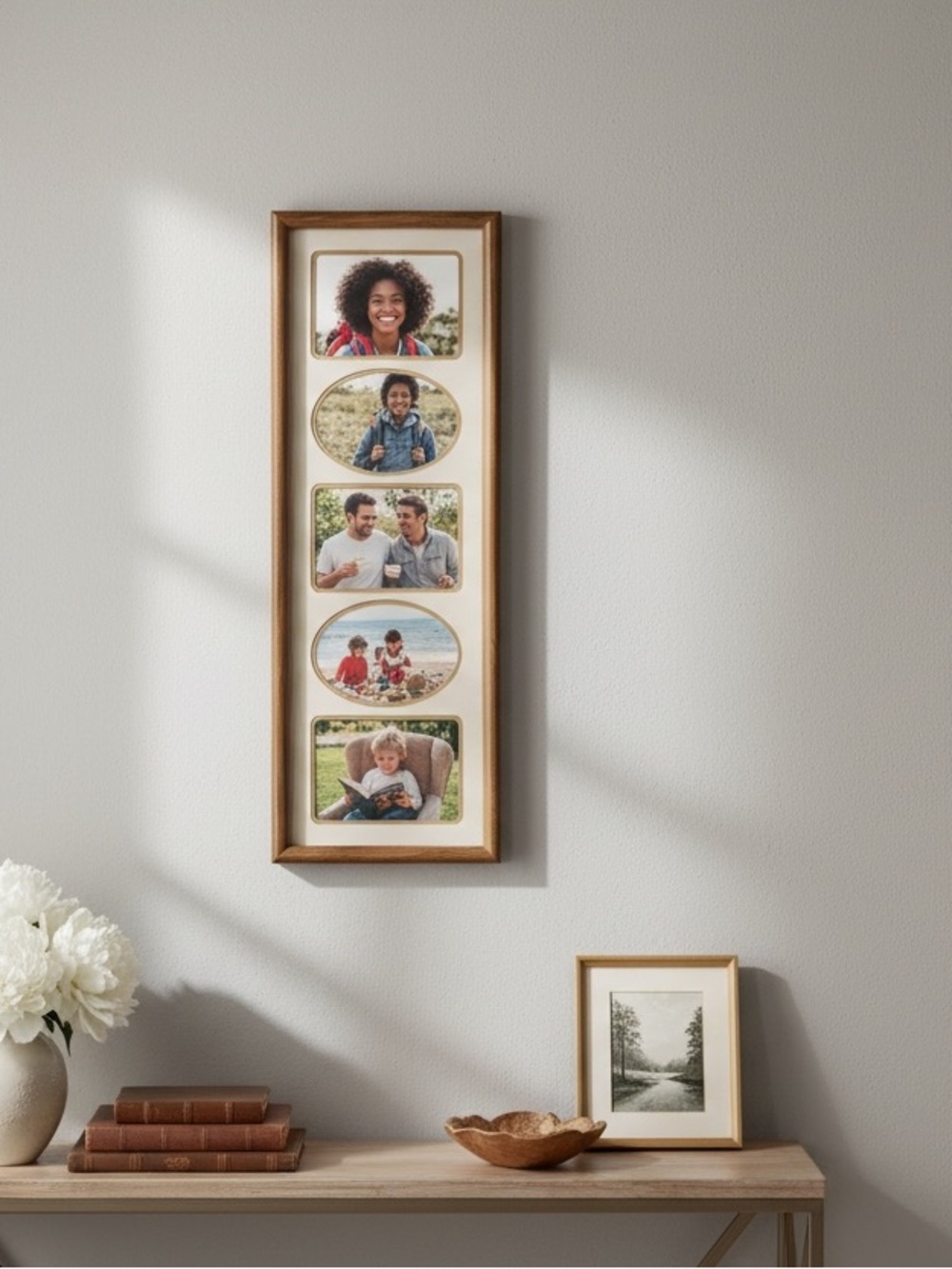 Wooden Collage Gallery Photo Frame 6x18” Holds 5 Photos Picture Frame